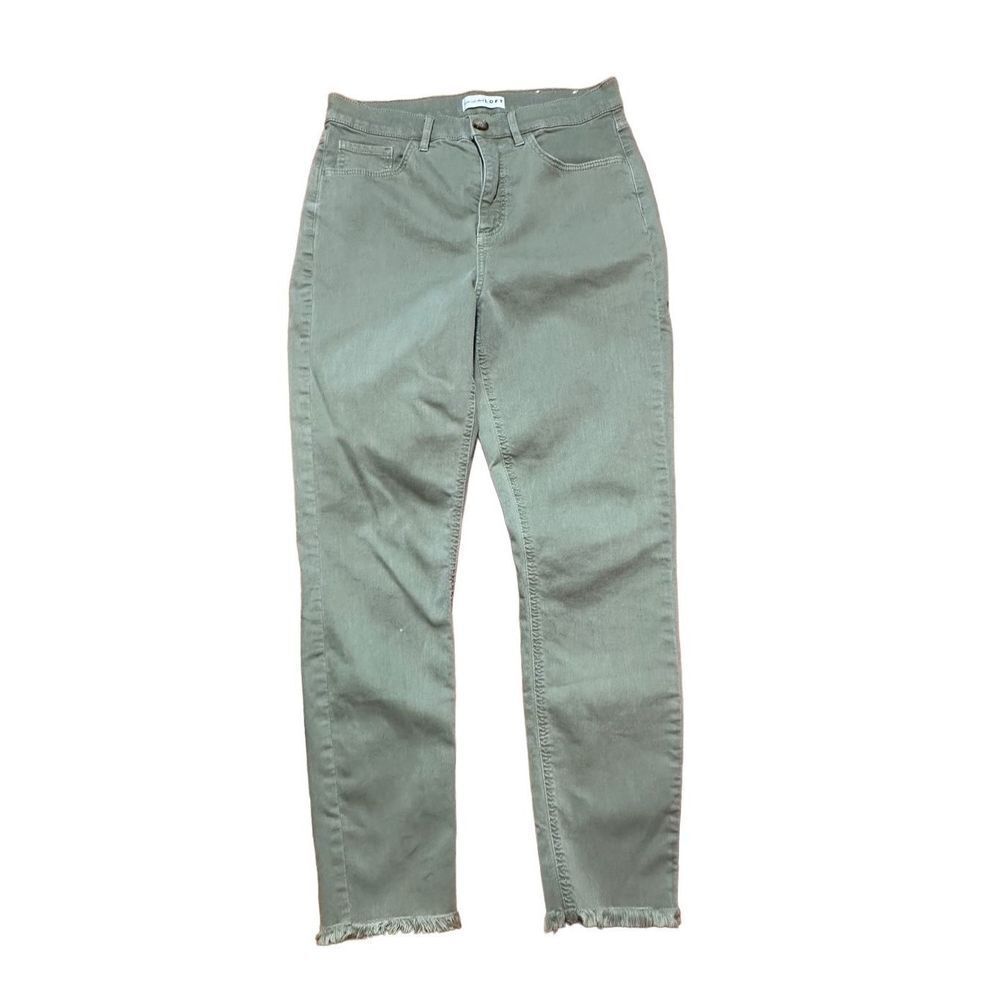 Loft high waist skinny crop jeans Olive green sz 28‎